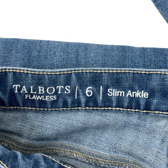 Talbots Womens Flawless Slim Ankle Jeans Size 6 Medium Wash Distressed Denim - Picture 2 of 12